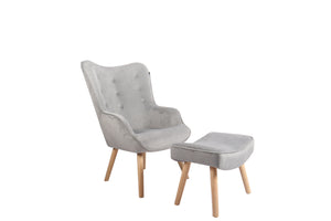 SLF Chair Scandi Grey Velvet With Ottoman - 992269