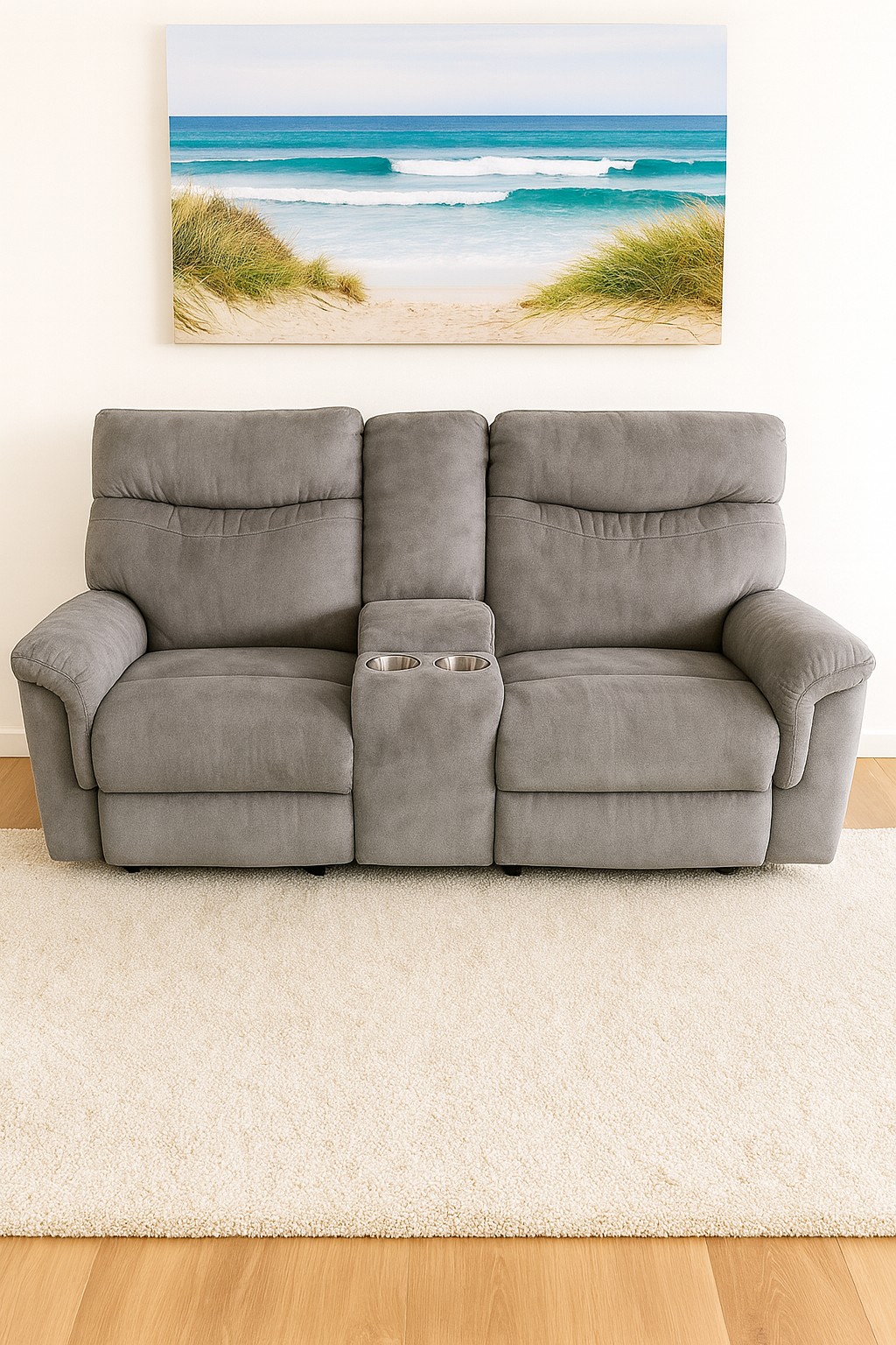 SLF Surin Recliner 2 Seater W/Centre Console Slate - 993014