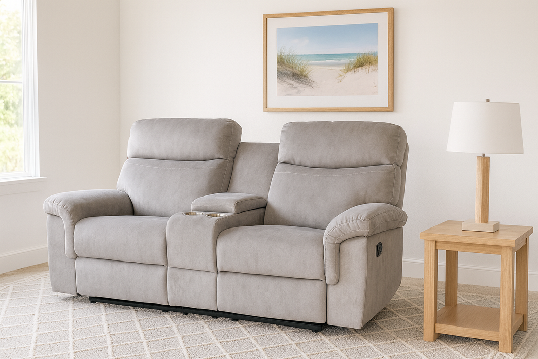 SLF Surin Recliner 2 Seater W/Centre Console Mist Grey - 993022