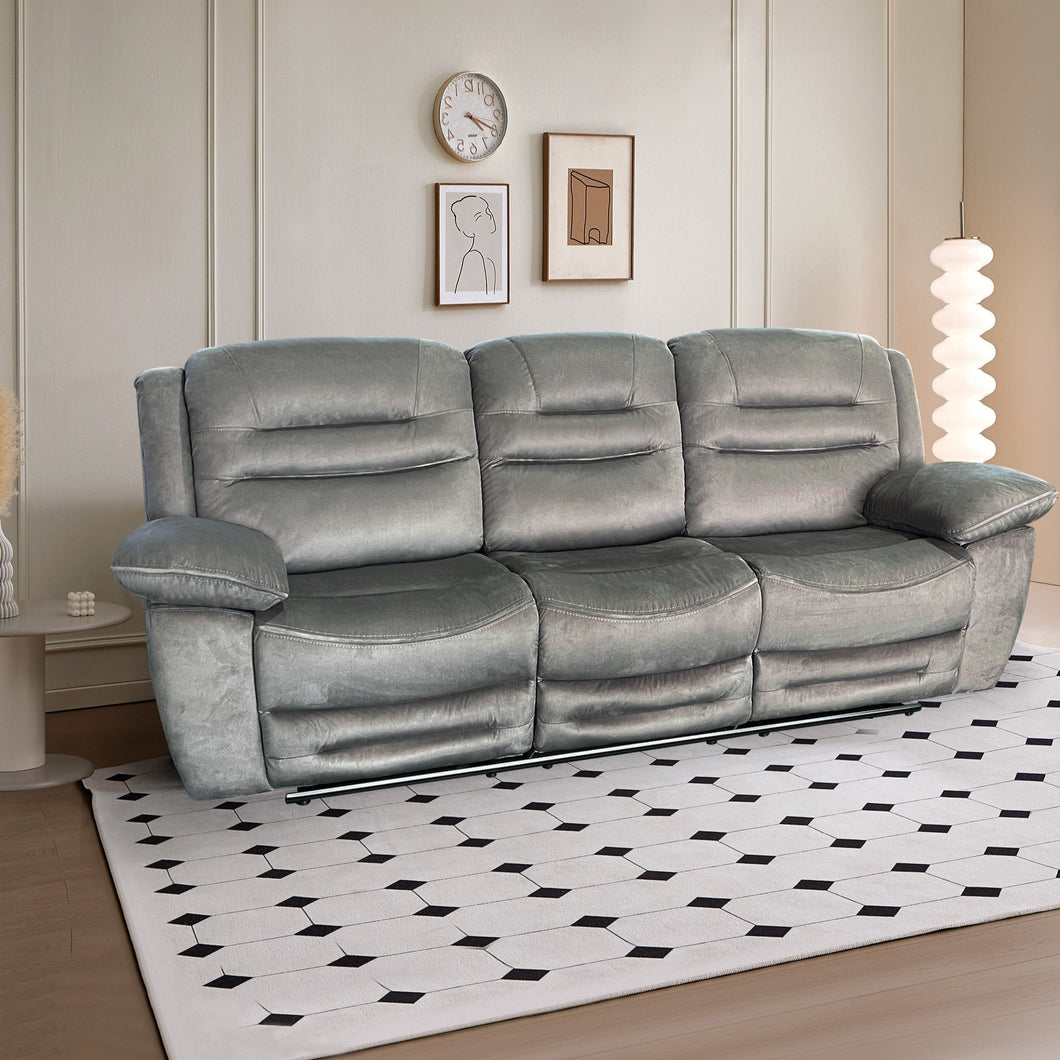 Napoli Fabric 3 Seat Recliner Sofa Grey - 993073