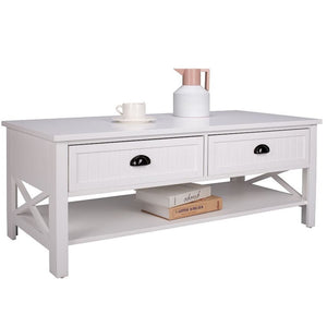 SLF Lugo Coffee Table Cross Leg 2 Drawer White - 994032