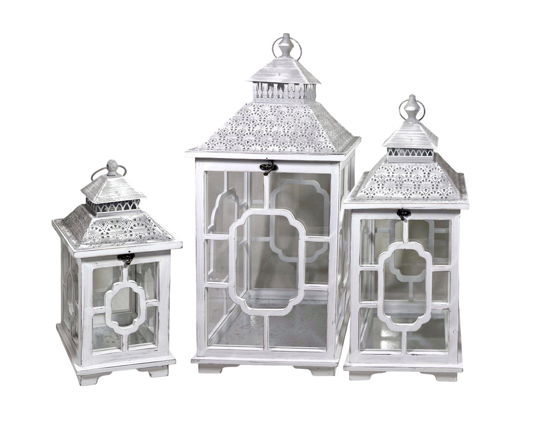 Lantern Wood White with Metal Roof Large - 929049