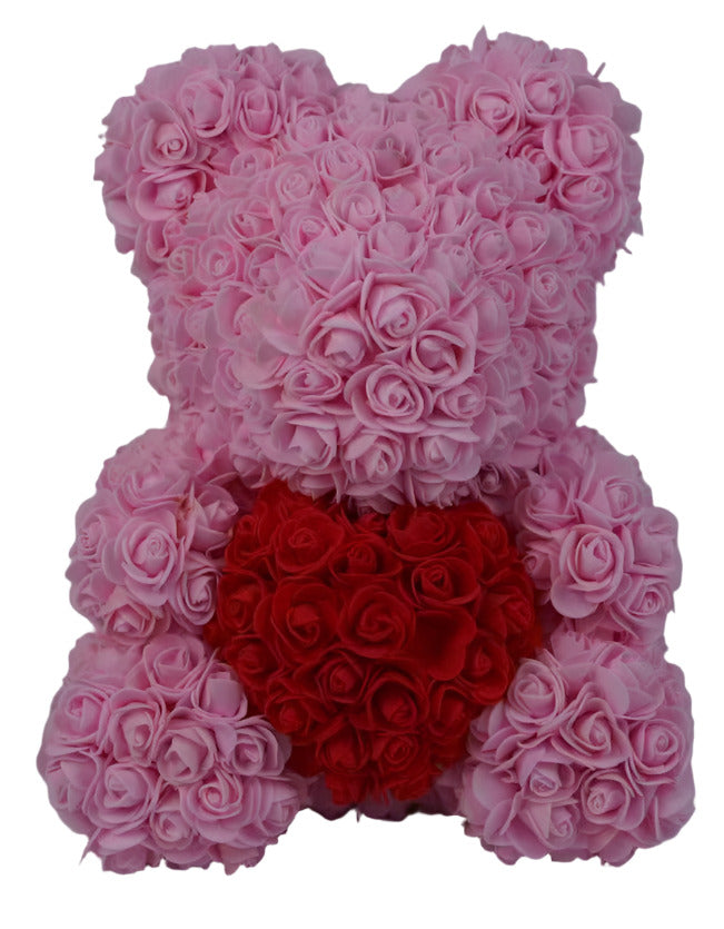 Rose Bear Pink with Red Heart 23CM - 270013