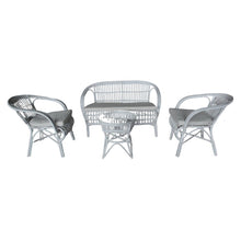 Load image into Gallery viewer, SLF Rattan Set Cheryl 4PC White with Cushion / Glass - 975099
