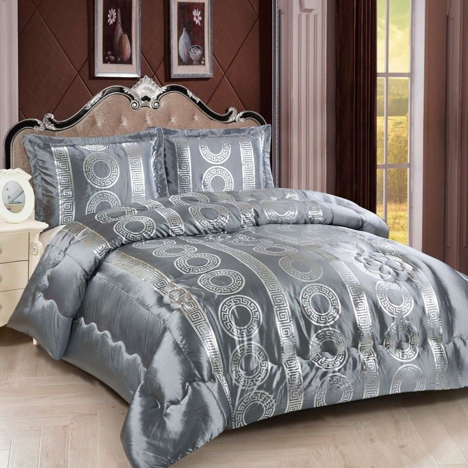 Casa Rosso Comforter Set Queen Silver Coin 230X250CM - 664052