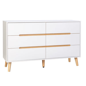SLF Como Buffet 6 Drawer White with Rubber Wood Leg - 994021