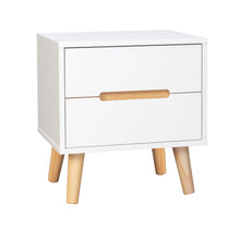 Load image into Gallery viewer, SLF Como Bedside 2 Drawer White with Rubber Wood Leg - 995017
