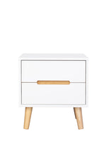 Load image into Gallery viewer, SLF Como Bedside 2 Drawer White with Rubber Wood Leg - 995017
